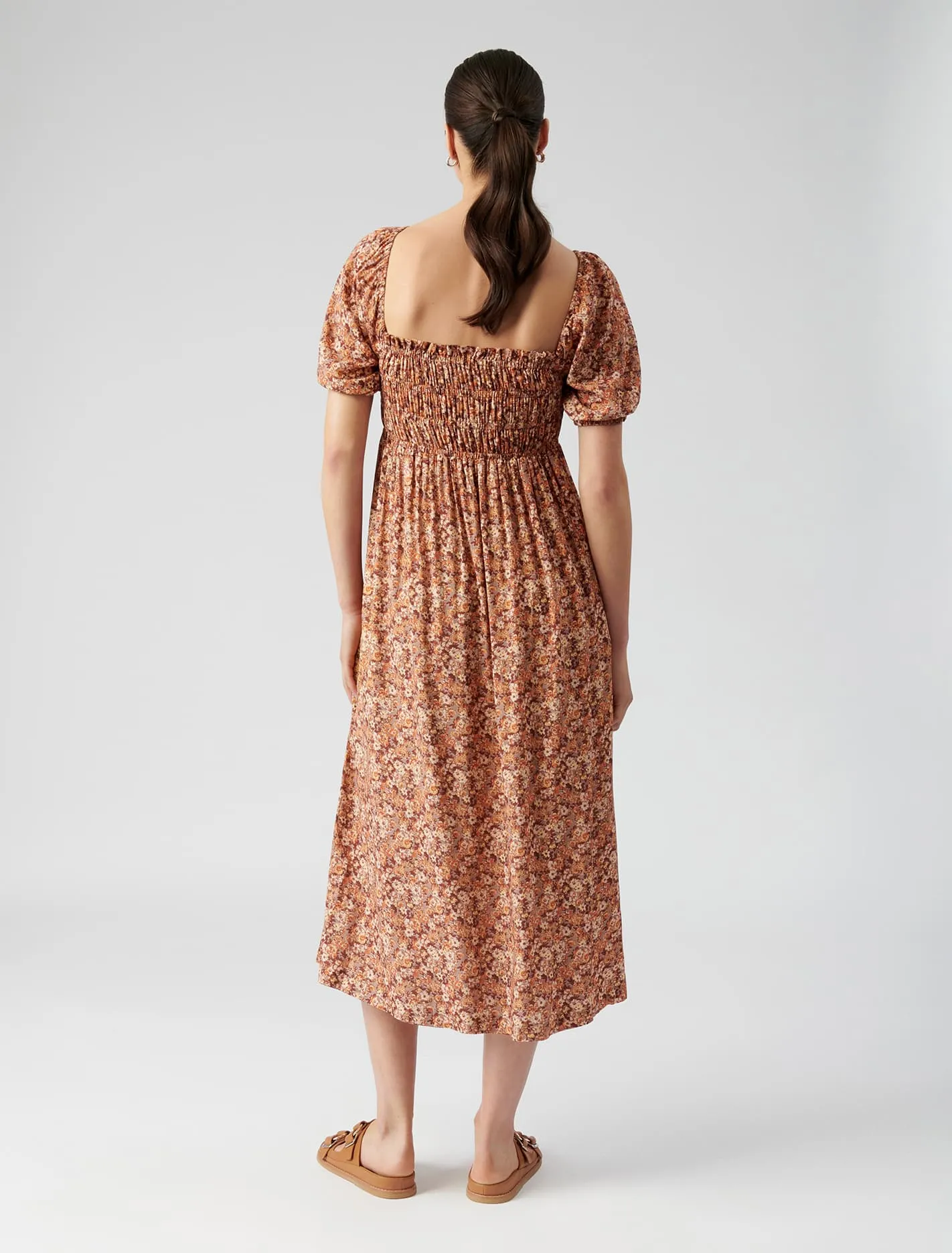 Ashton Shirred Midi Dress