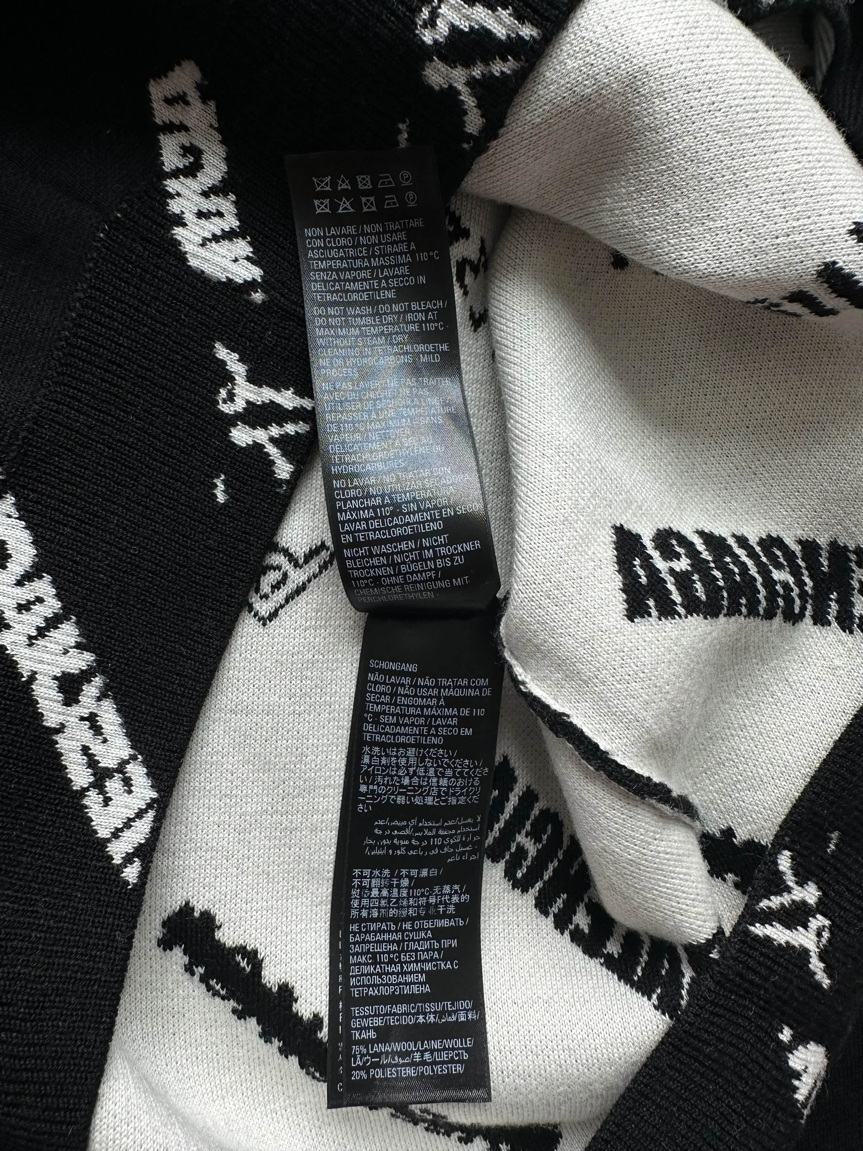 Balenciaga Black & White Logomania All Over Knit Sweater