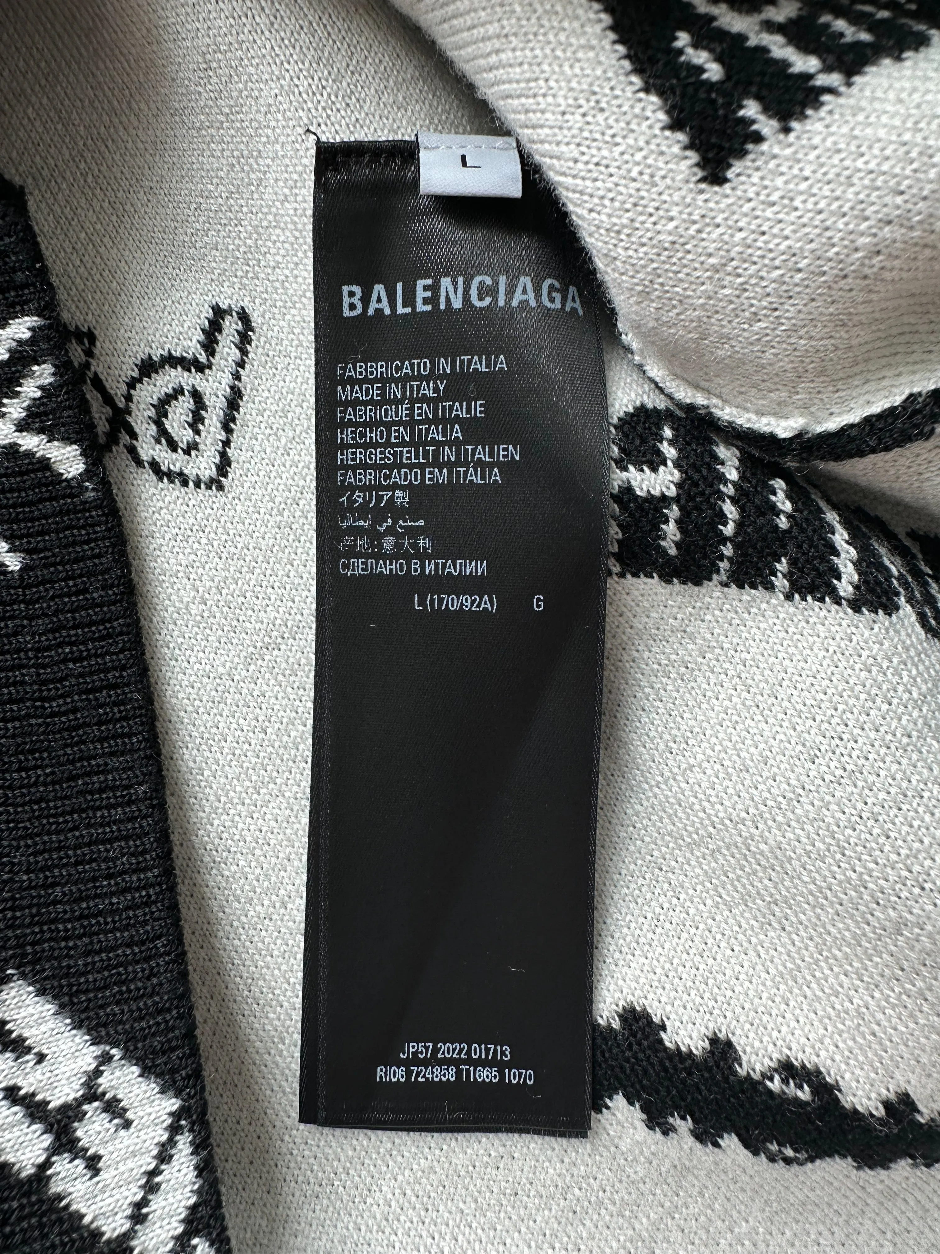 Balenciaga Black & White Logomania All Over Knit Sweater