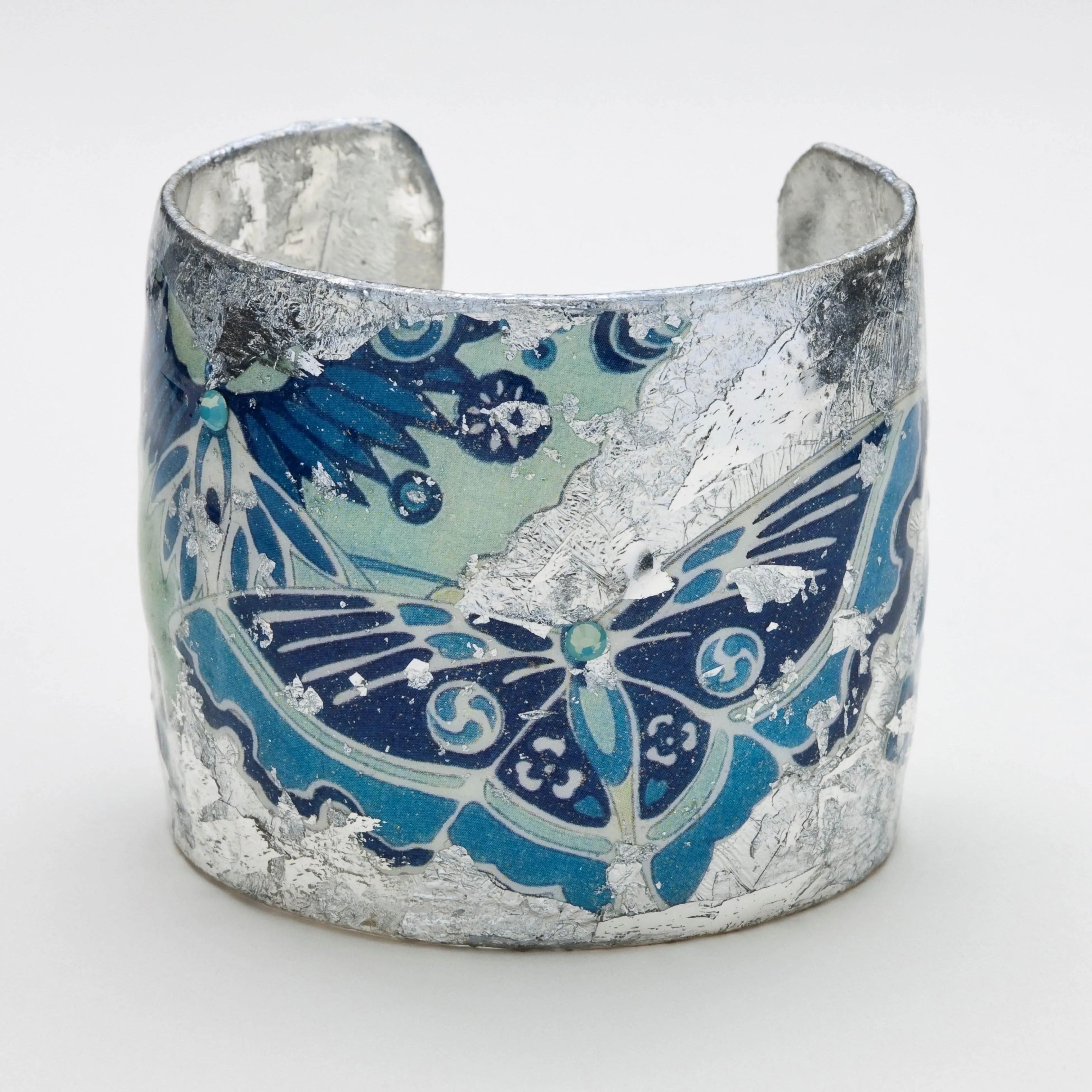 Blue Metropolitan Butterfly 1.5" Silver Cuff - GN105