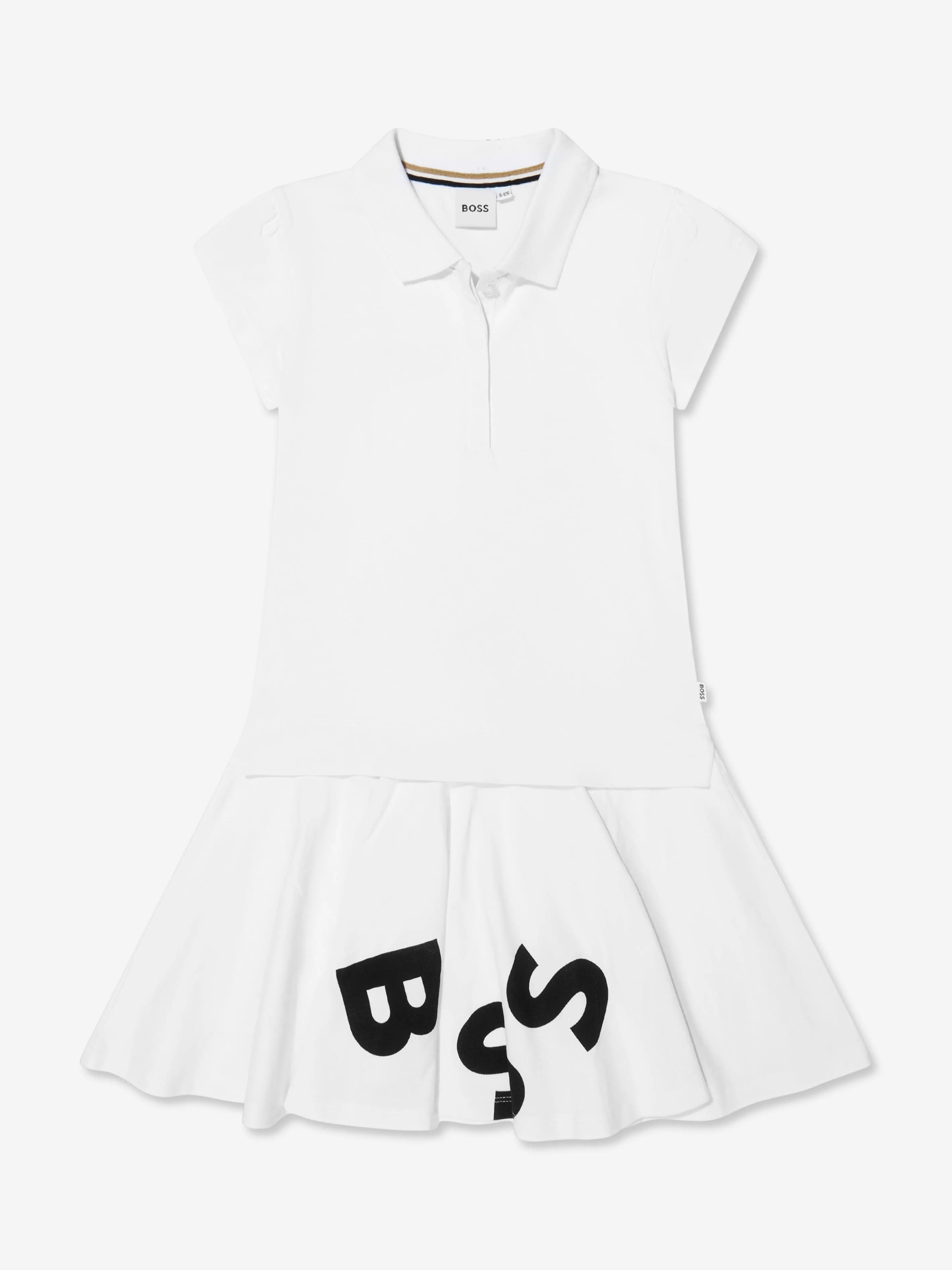 BOSS Girls Polo Dress In White