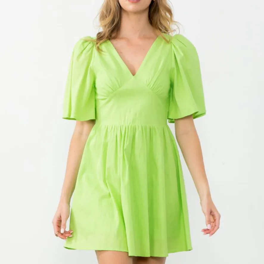 Break Away Butterfly Sleeve V-Neck Mini Dress