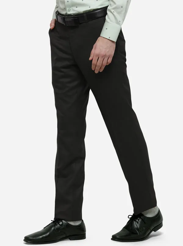 Brown Solid Slim Fit Formal Trouser | Metal