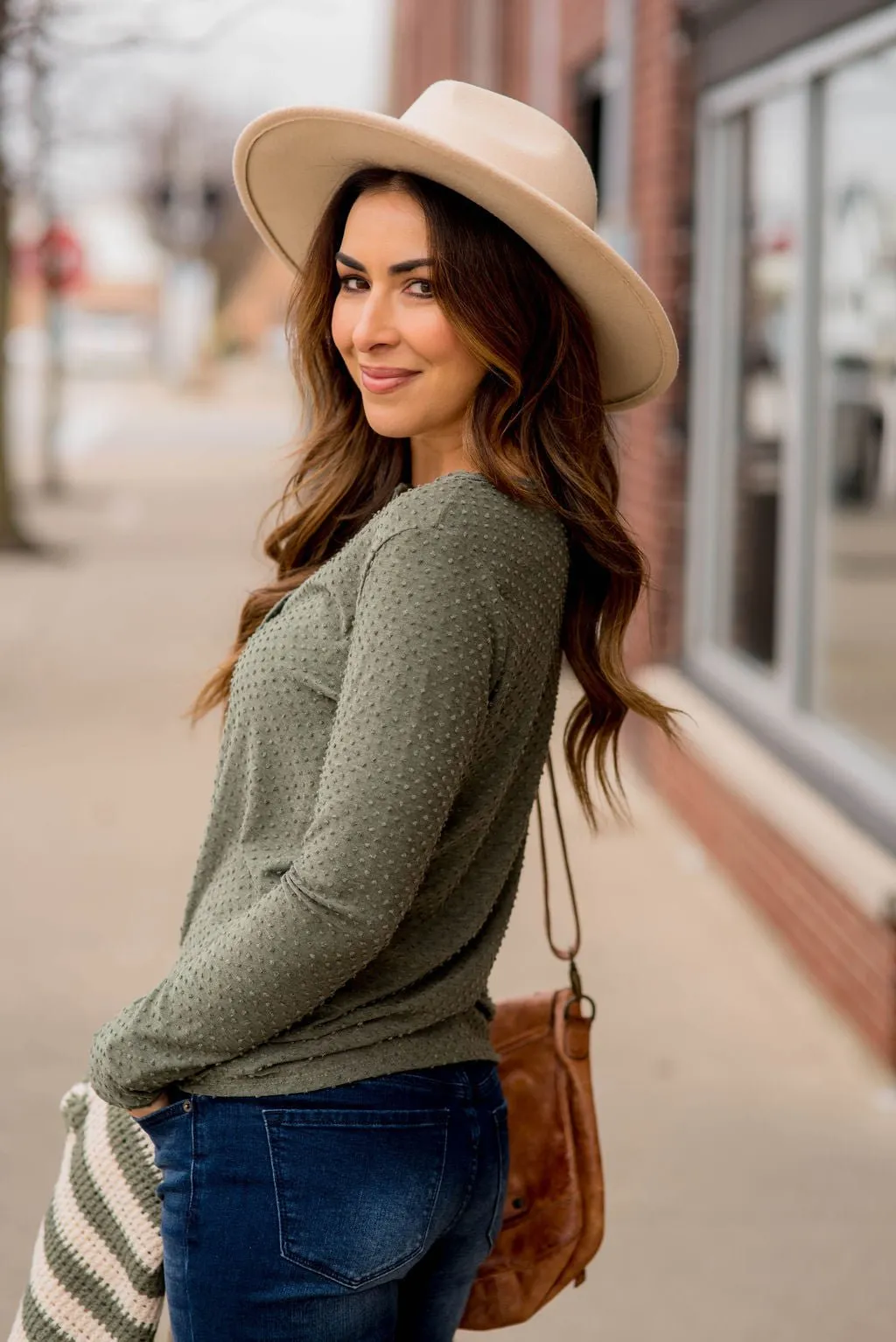 Button Mini Dot Long Sleeve Tee