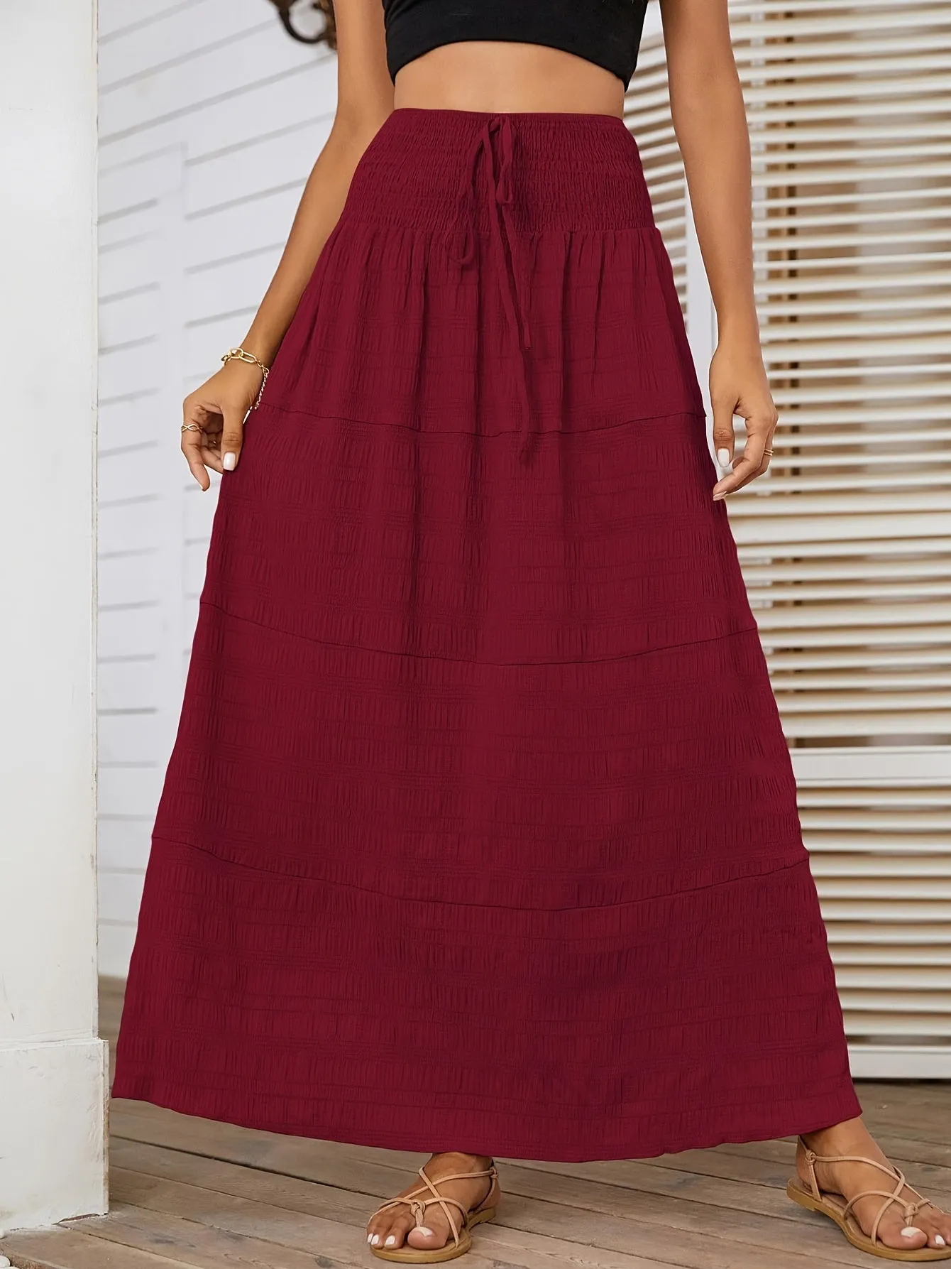 Casual Loose Simple Solid High Waist Fashion Skirts