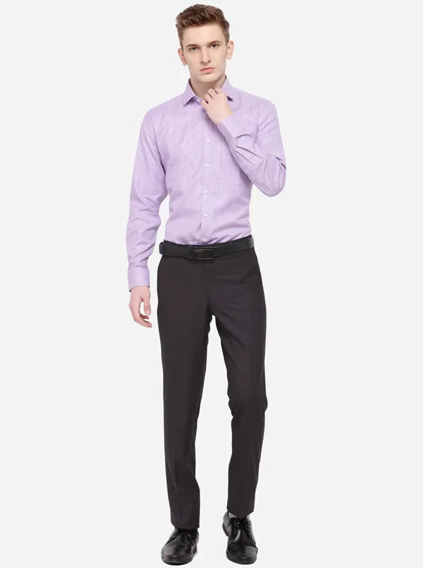 Coffee Solid Slim Fit Formal Trouser | Metal