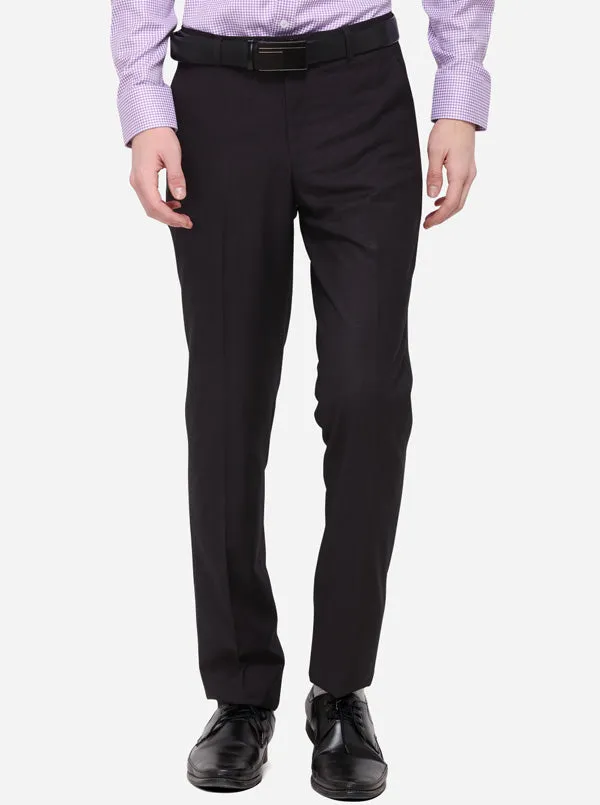 Coffee Solid Slim Fit Formal Trouser | Metal