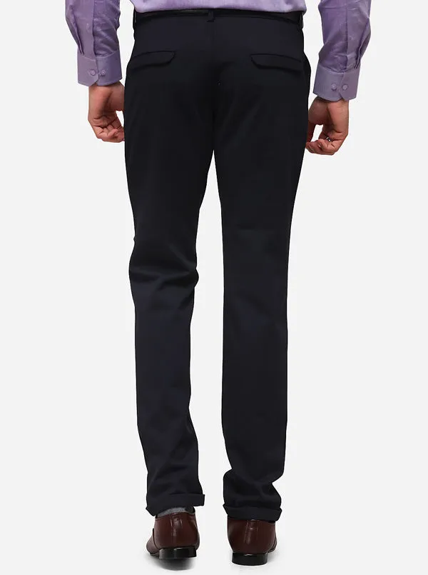 Dark Blue Slim Fit Solid Club Wear Trouser | JB Studio