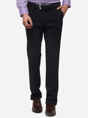 Dark Blue Slim Fit Solid Club Wear Trouser | JB Studio