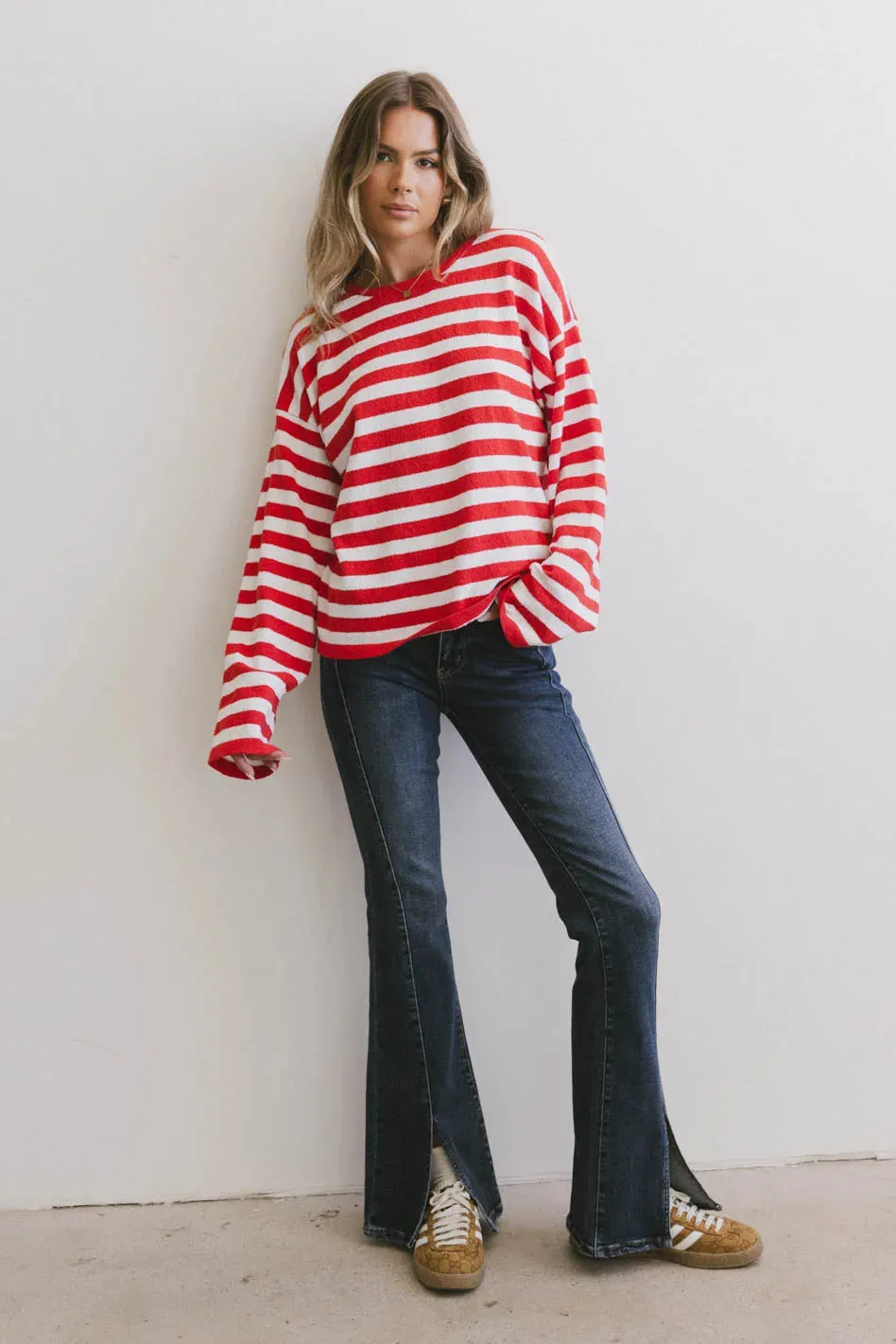 Destinia Striped Top in Red