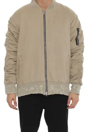 Distressed Bomber Jacket Khaki