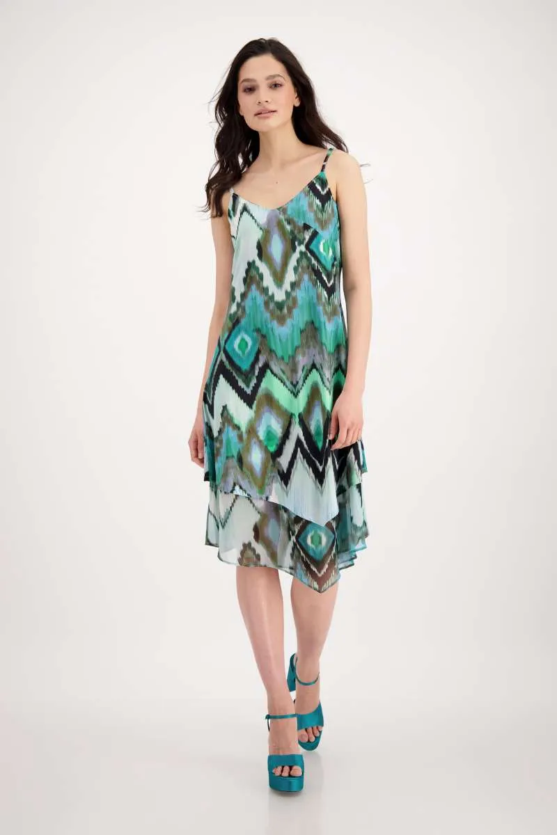 Dress Midi Ikat Allover in Fresh Mint Pattern 407872MNR by Monari  - OUTLET SALE