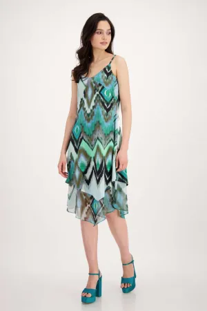 Dress Midi Ikat Allover in Fresh Mint Pattern 407872MNR by Monari  - OUTLET SALE