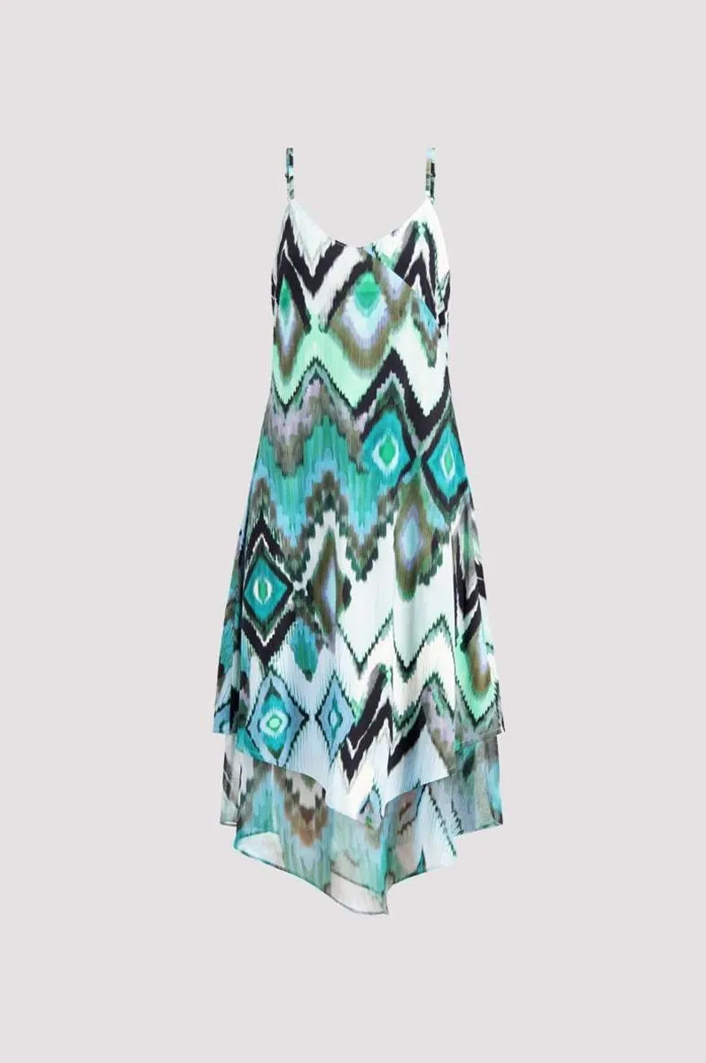 Dress Midi Ikat Allover in Fresh Mint Pattern 407872MNR by Monari  - OUTLET SALE