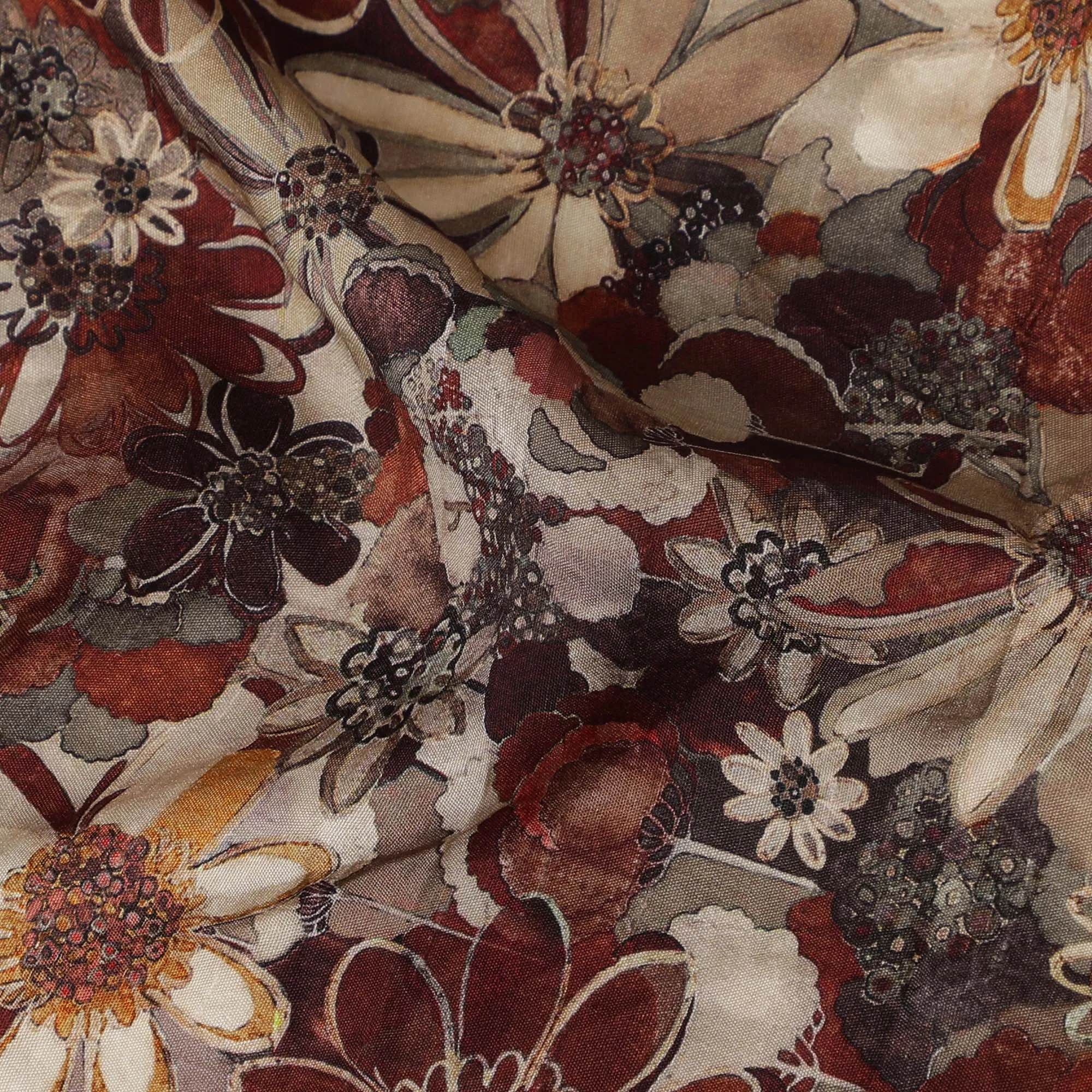 Elegant Autumn Bouquet Viscose Fabric - 110 cm Wide
-D19417