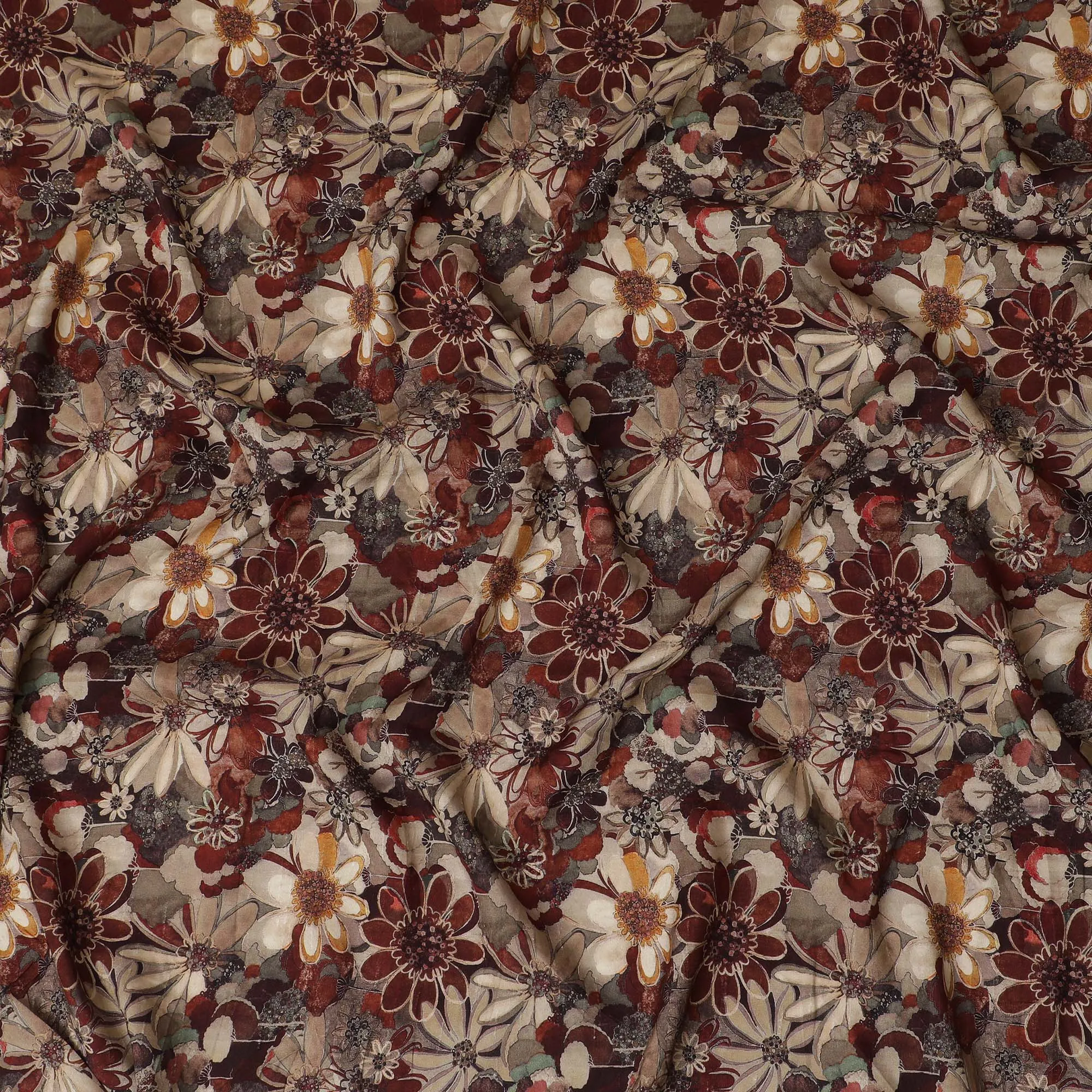 Elegant Autumn Bouquet Viscose Fabric - 110 cm Wide
-D19417