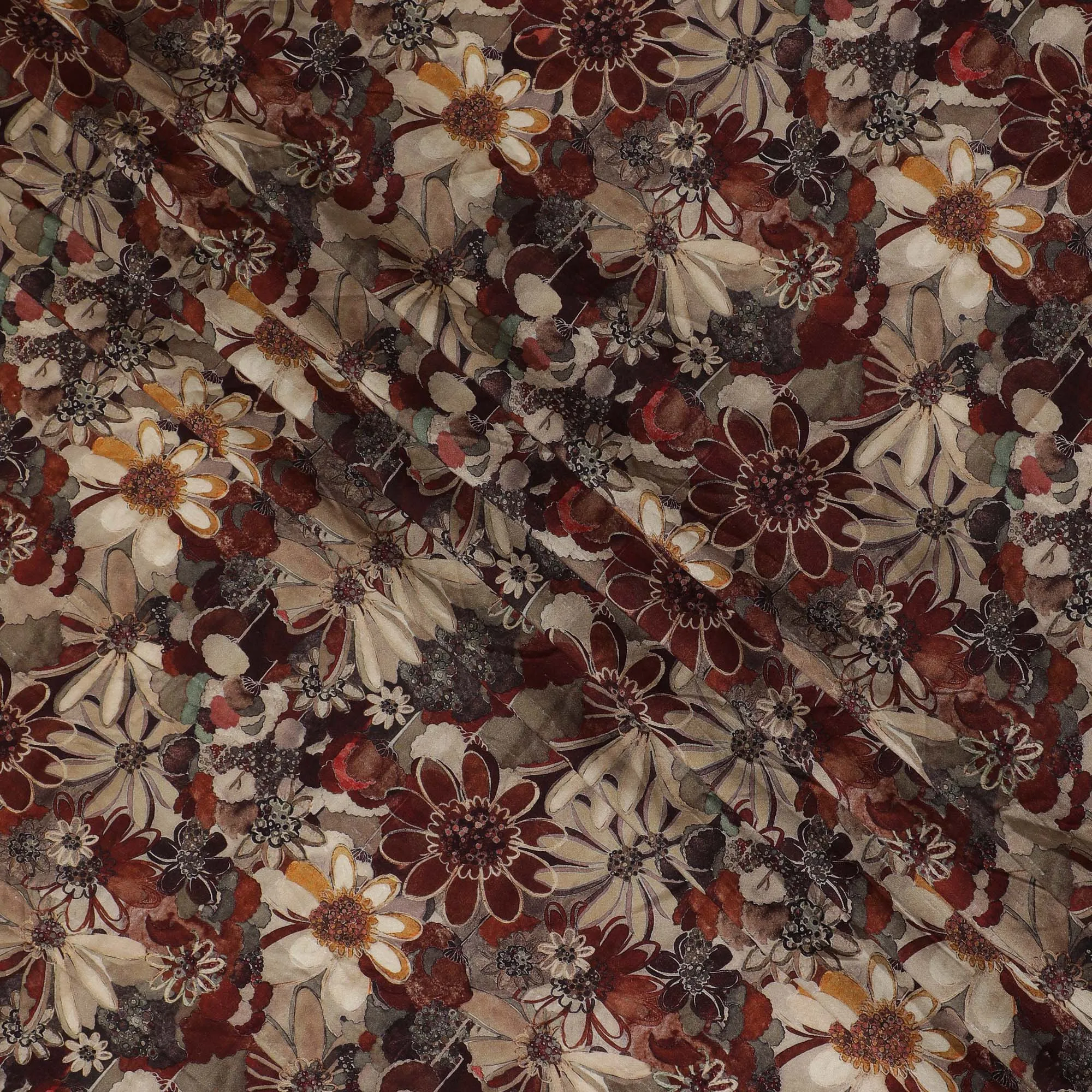 Elegant Autumn Bouquet Viscose Fabric - 110 cm Wide
-D19417