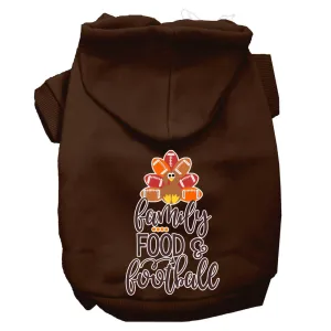 Family, Food, And Football Screen Print Dog Hoodie Brown Xxl