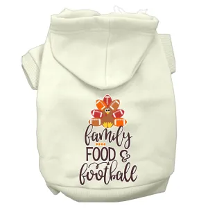 Family, Food, And Football Screen Print Dog Hoodie Cream Xl