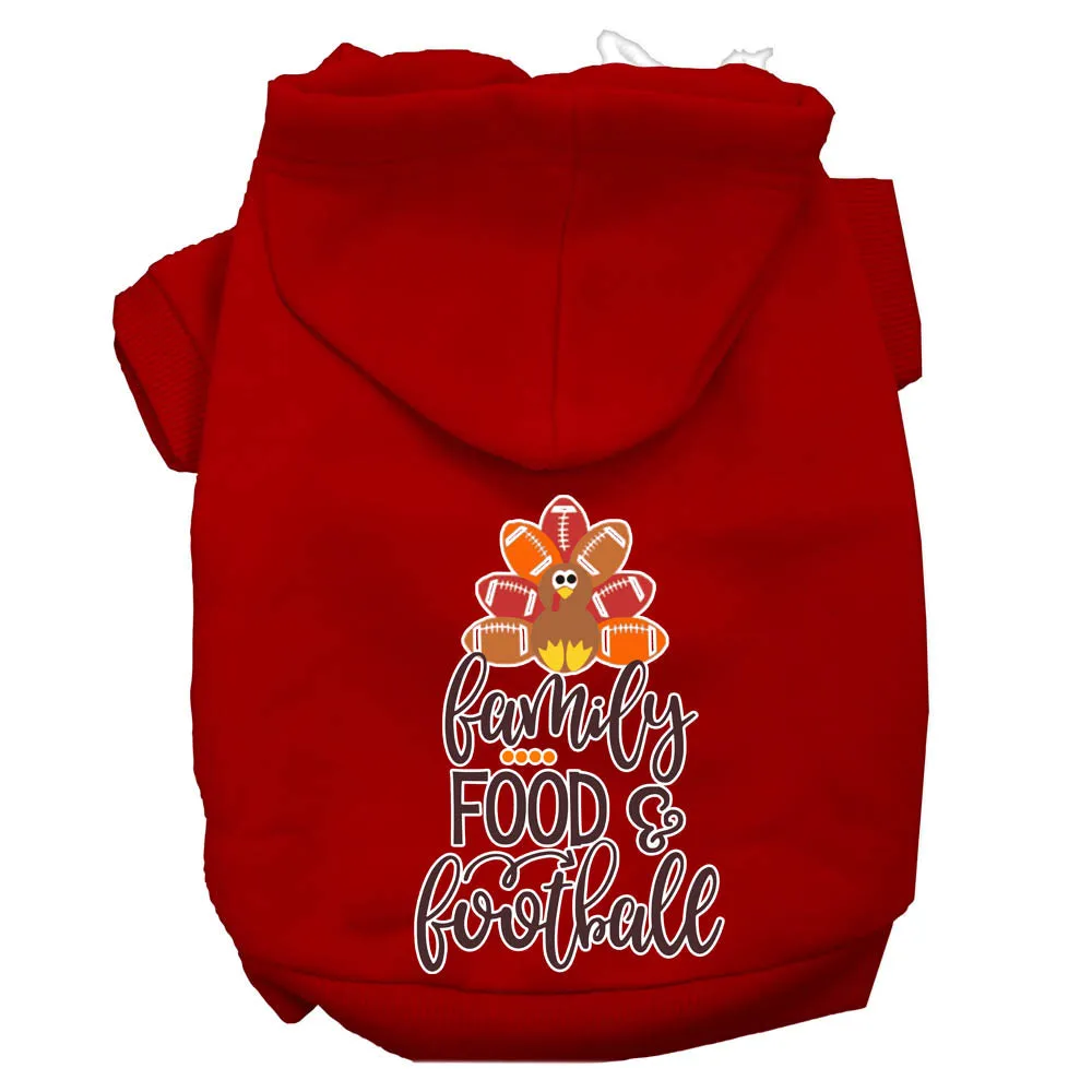 Family, Food, And Football Screen Print Dog Hoodie Red M