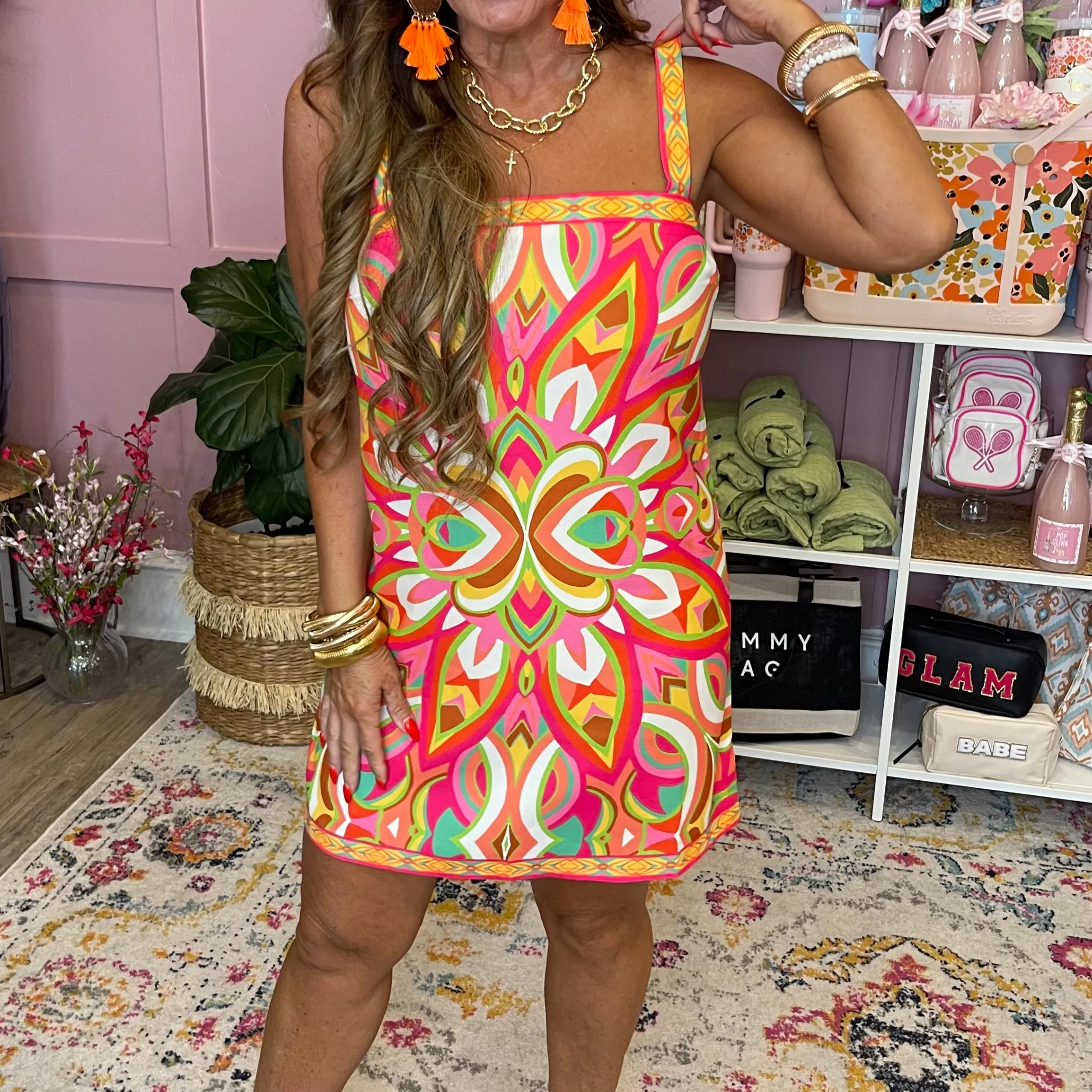 Feeling Bright Printed Multi Color Mini Dress