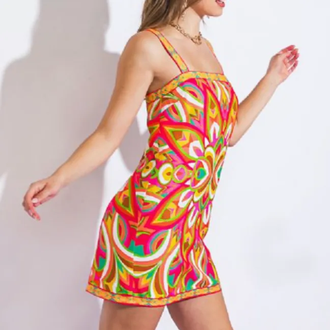 Feeling Bright Printed Multi Color Mini Dress