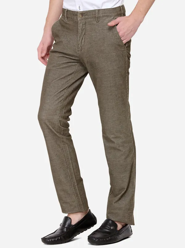 Forest Green Solid Slim Fit Casual Trouser | Greenfibre