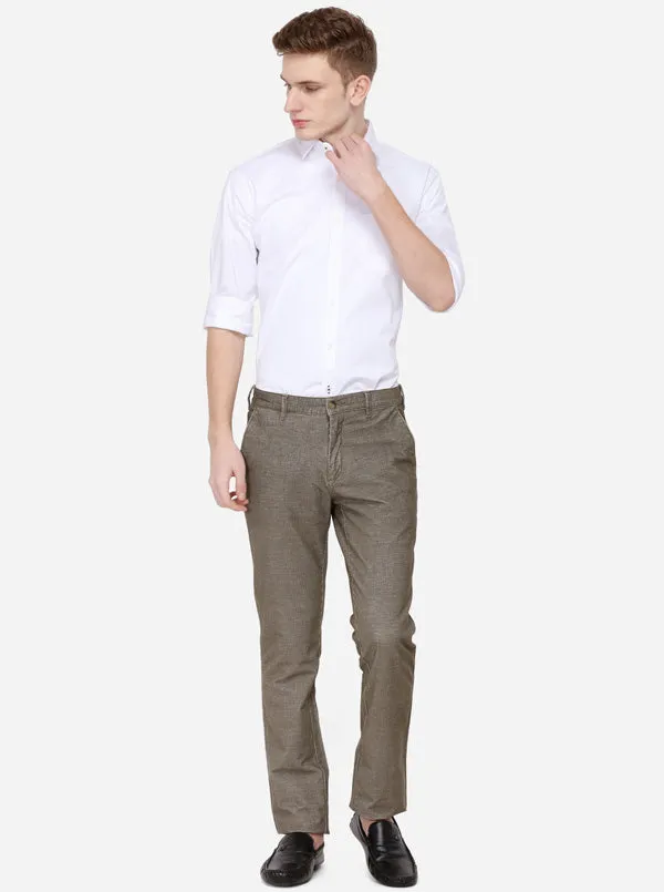 Forest Green Solid Slim Fit Casual Trouser | Greenfibre