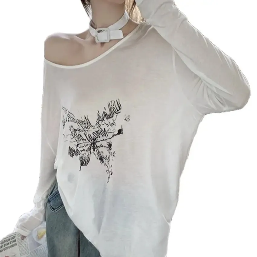 Girlary Lazy Style Women Oversize T-Shirts Summer Sunscreen Printed Loose New OL All Match Full Sleeve Chic Casual Tees