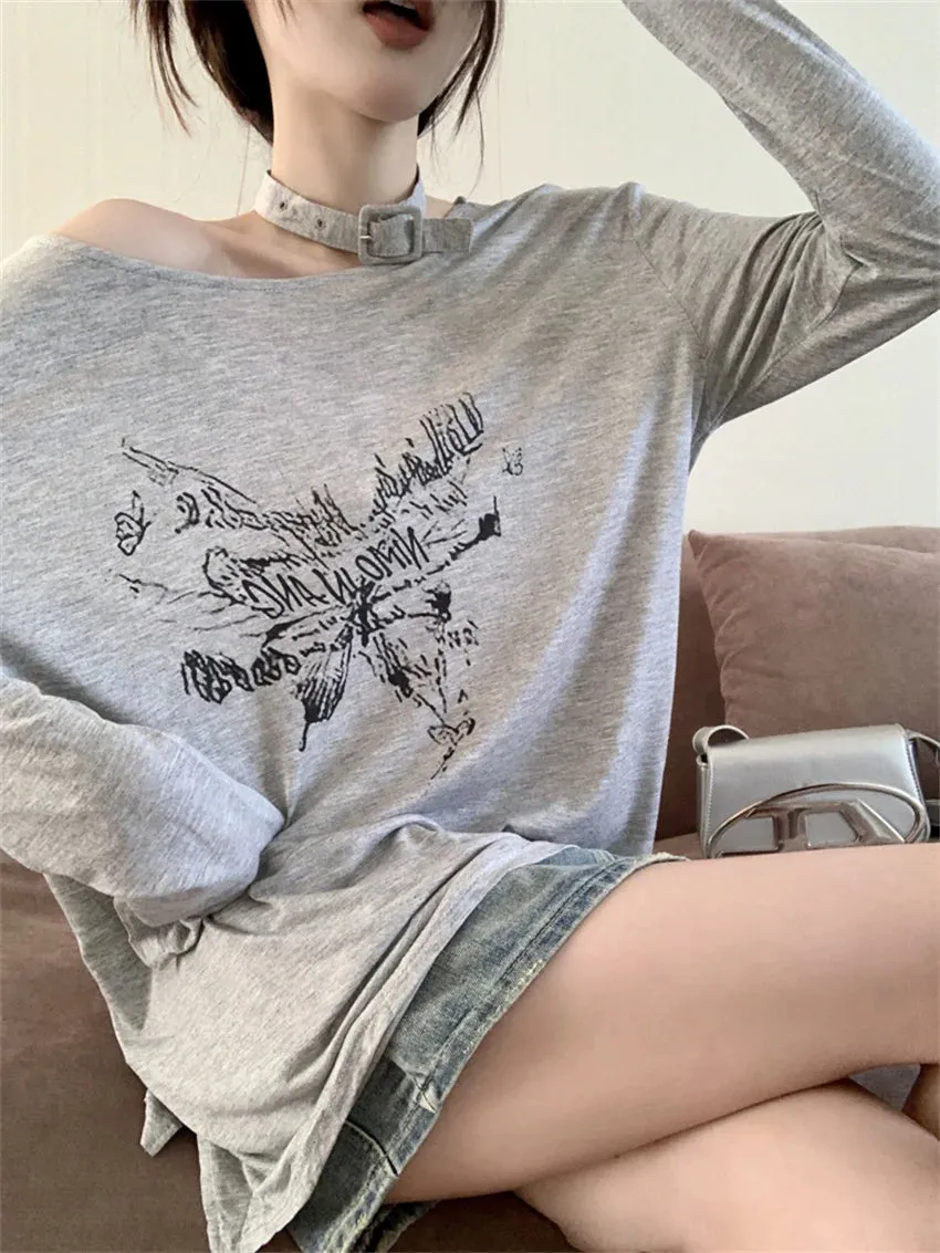 Girlary Lazy Style Women Oversize T-Shirts Summer Sunscreen Printed Loose New OL All Match Full Sleeve Chic Casual Tees