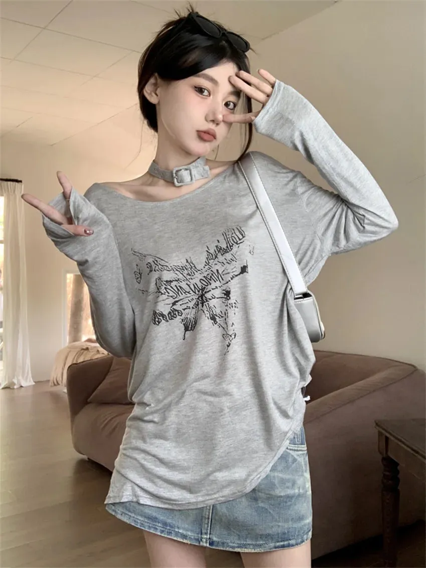 Girlary Lazy Style Women Oversize T-Shirts Summer Sunscreen Printed Loose New OL All Match Full Sleeve Chic Casual Tees