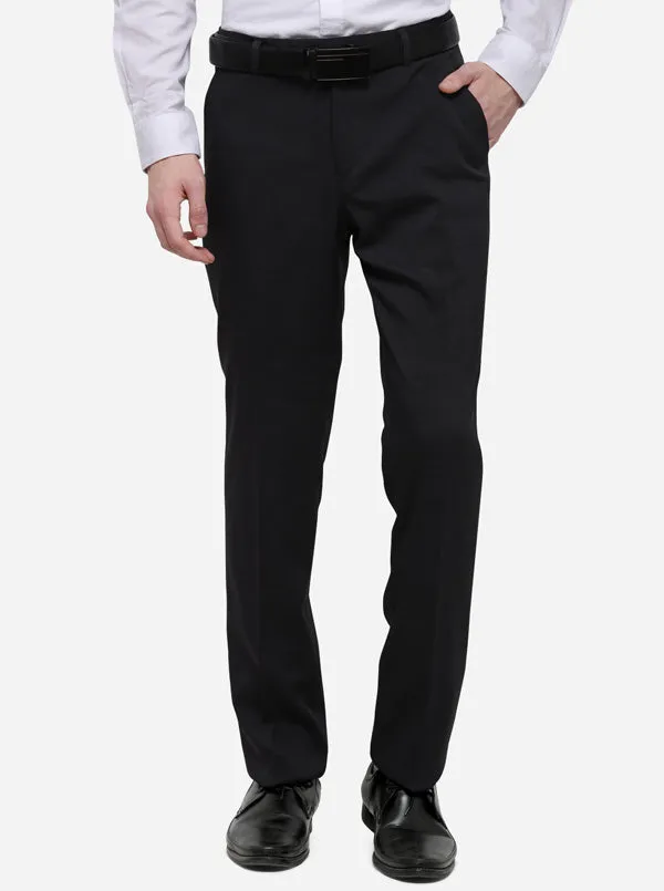 Grey Solid Classic Fit Formal Trouser | JadeBlue