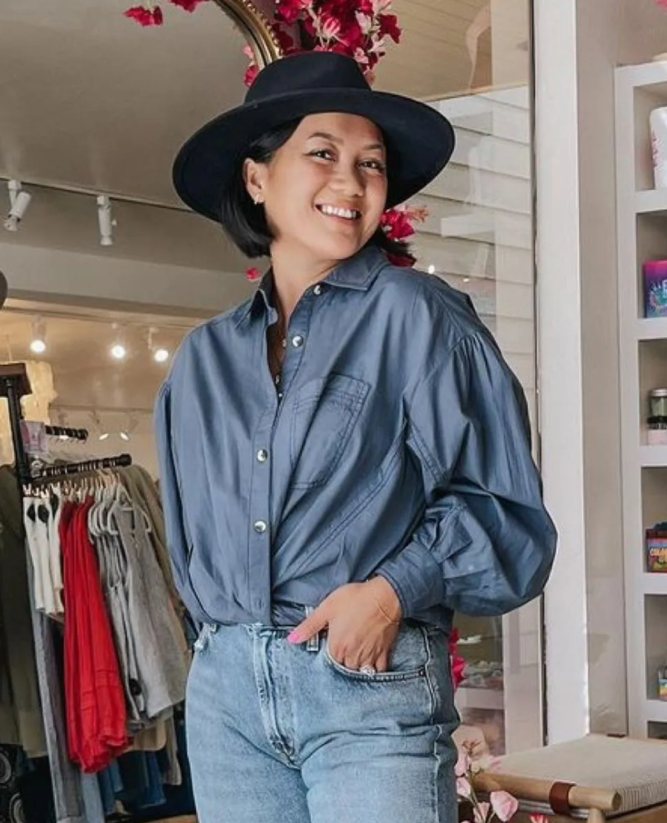 Happy Hour Solid Button Up Top