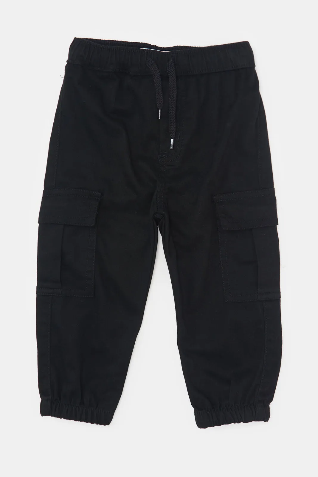 Infant Boys Black Cargo Twill Joggers