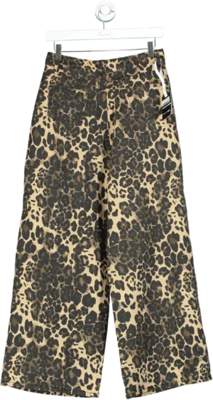 Innovare Denim Brown Leopard Print Wide-Leg Trousers UK M