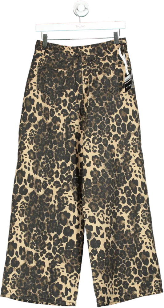 Innovare Denim Brown Leopard Print Wide-Leg Trousers UK M