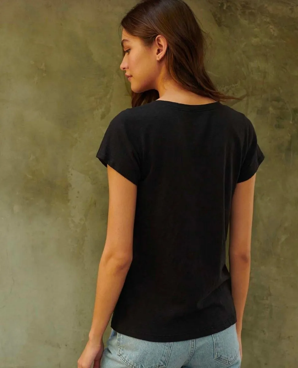 Jilian Original Slub V-Neck Tee Black