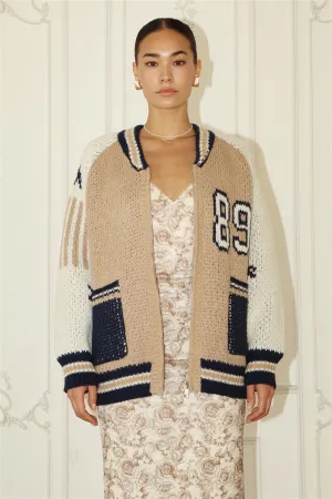 Letterman Cardi Beige Navy