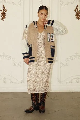 Letterman Cardi Beige Navy