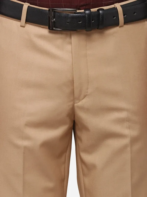 Light Khaki Slim Fit Solid Formal Trouser | JB Studio