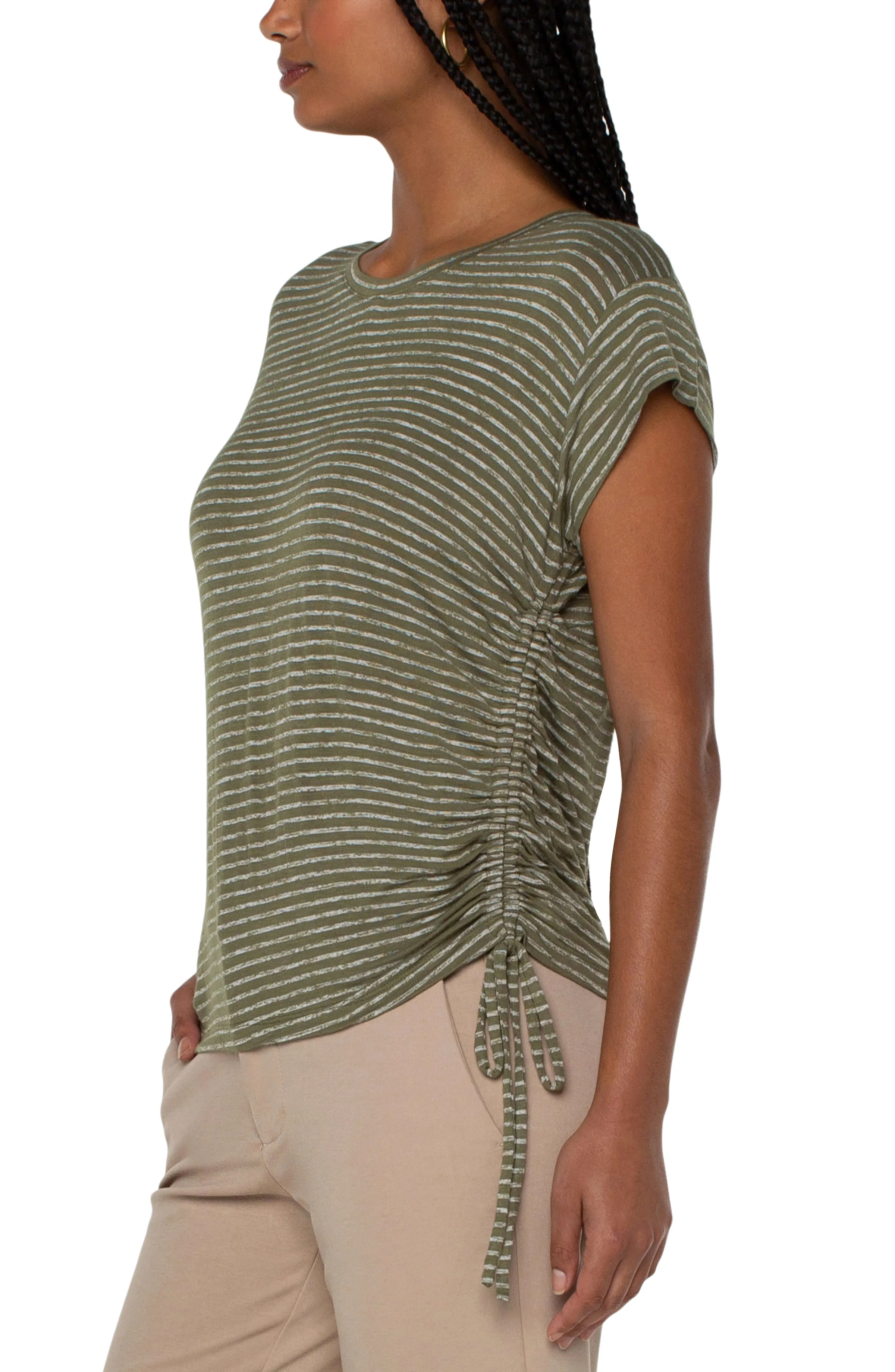 Liverpool Short Sleeve Scoop Neck w/side Tie Detail