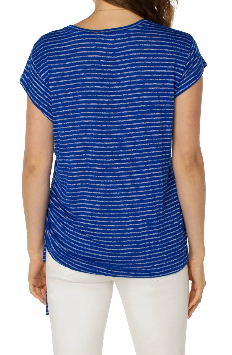 Liverpool Short Sleeve Scoop Neck w/side Tie Detail