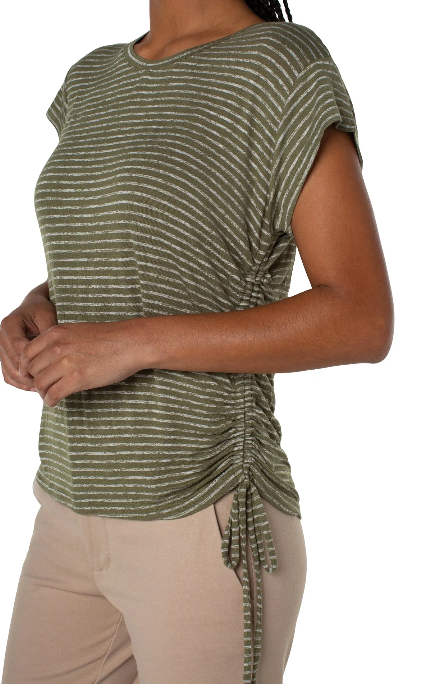 Liverpool Short Sleeve Scoop Neck w/side Tie Detail