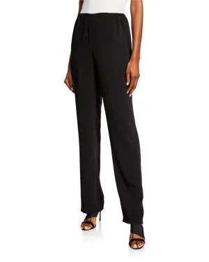 Matte Crepe Straight Leg Pant - Black