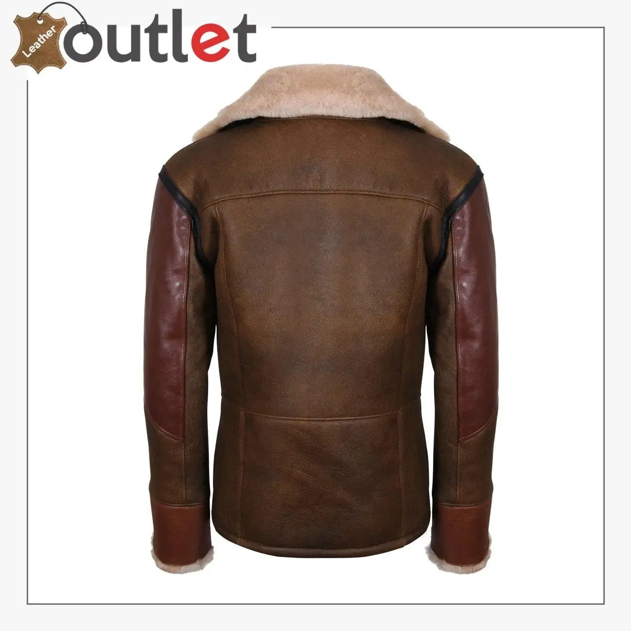 Mens Brown Crossover B3 Sheepskin Aviator Flying Leather Biker Jacket