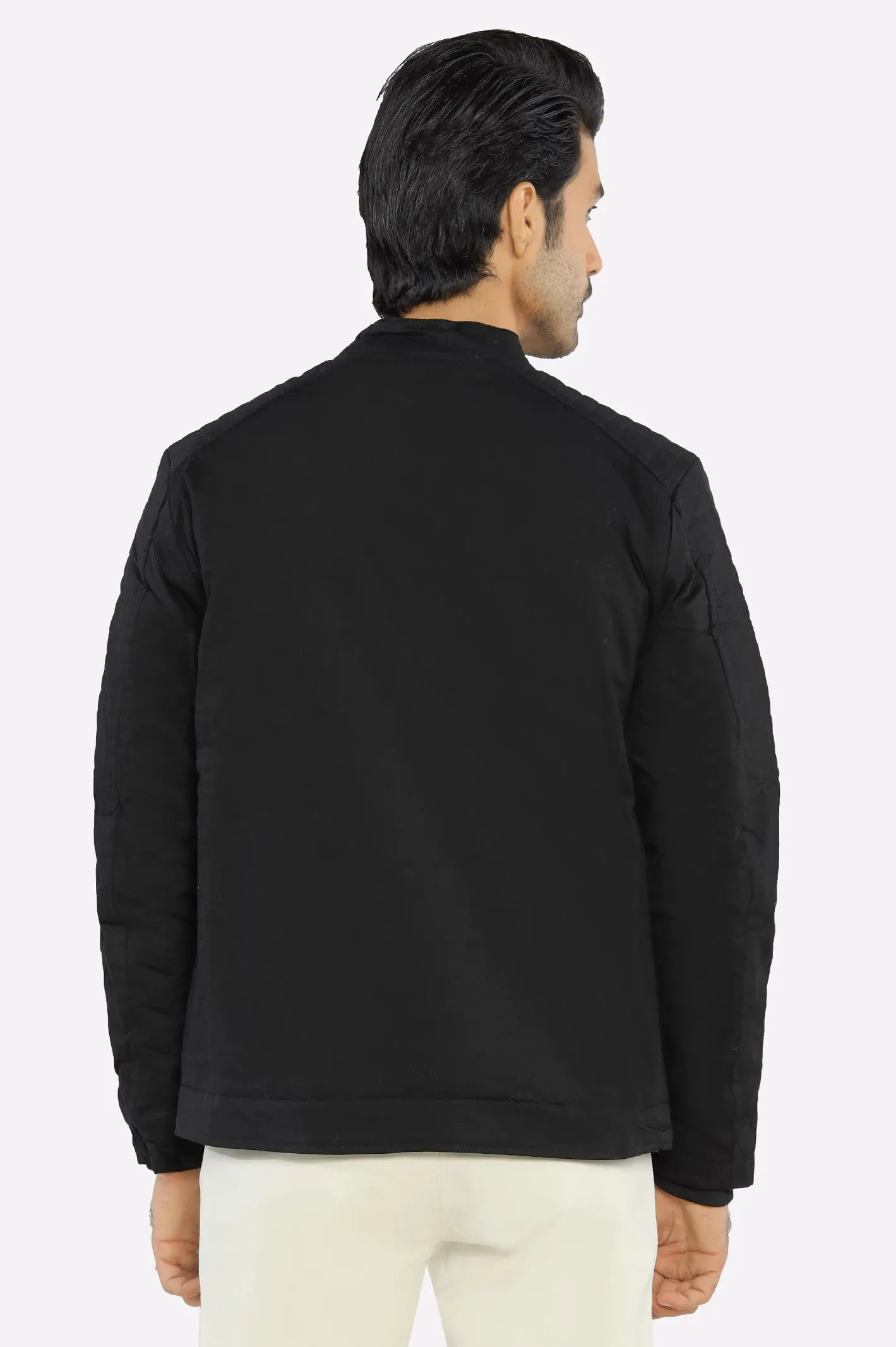 Men’s Cafe Racer Cotton Black Jacket