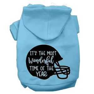 Most Wonderful Time Of The Year (football) Screen Print Dog Hoodie Baby Blue Xxl