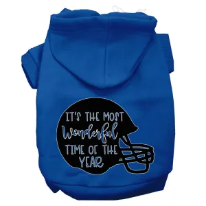 Most Wonderful Time Of The Year (football) Screen Print Dog Hoodie Blue Xl