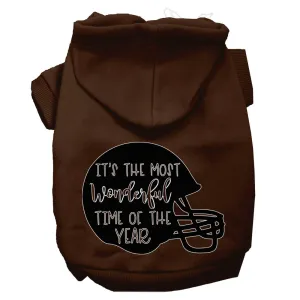 Most Wonderful Time Of The Year (football) Screen Print Dog Hoodie Brown Xxl