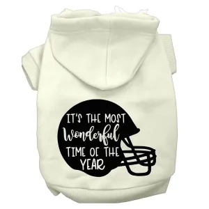 Most Wonderful Time Of The Year (football) Screen Print Dog Hoodie Cream Xs